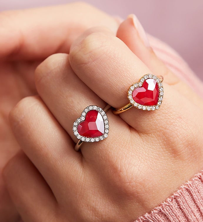 Luca + Danni Red Crystal Heart Ring